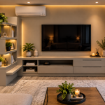 Modern Lüks TV Ünitesi ve Dekoratif Duvar Raf Sistemi