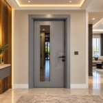 Gri Modern Klasik Panel Kapı Dekoratif Pervazlı İç Mekan Kapısı